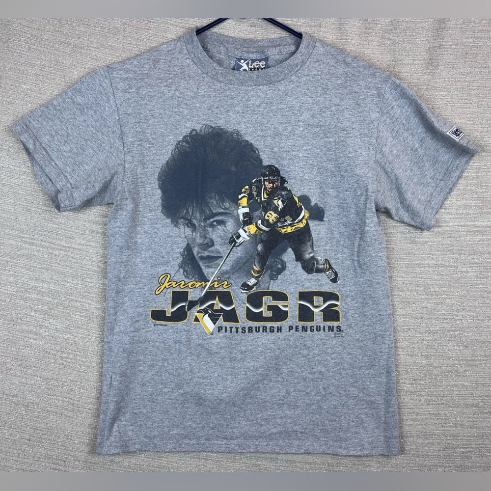 Vintage Lee X Pittsburgh Penguins Jaromir Jagr Hockey Rare Tee Shirt Mens S
